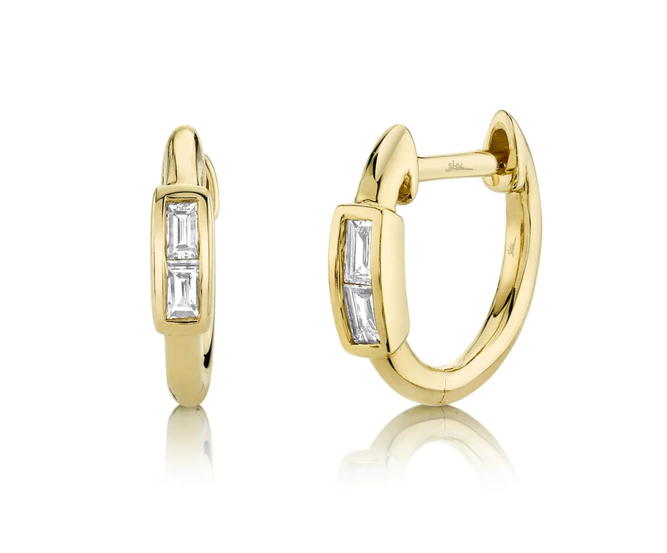 DIAMOND BAGUETTE HUGGIE EARRING - Millo Jewelry