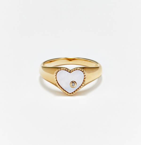 BABY CHEVALIERE COEUR NACRE OR JAUNE - Millo Jewelry