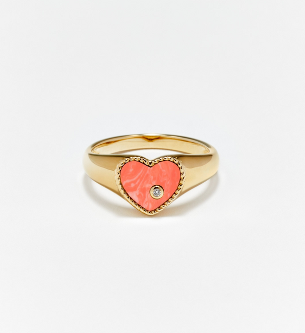 BABY CHEVALIERE COEUR CORAIL OR JAUNE - Millo Jewelry