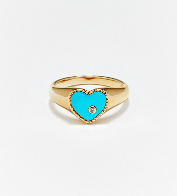 BABY CHEVALIERE COEUR TURQUOISE OR JAUNE - Millo Jewelry