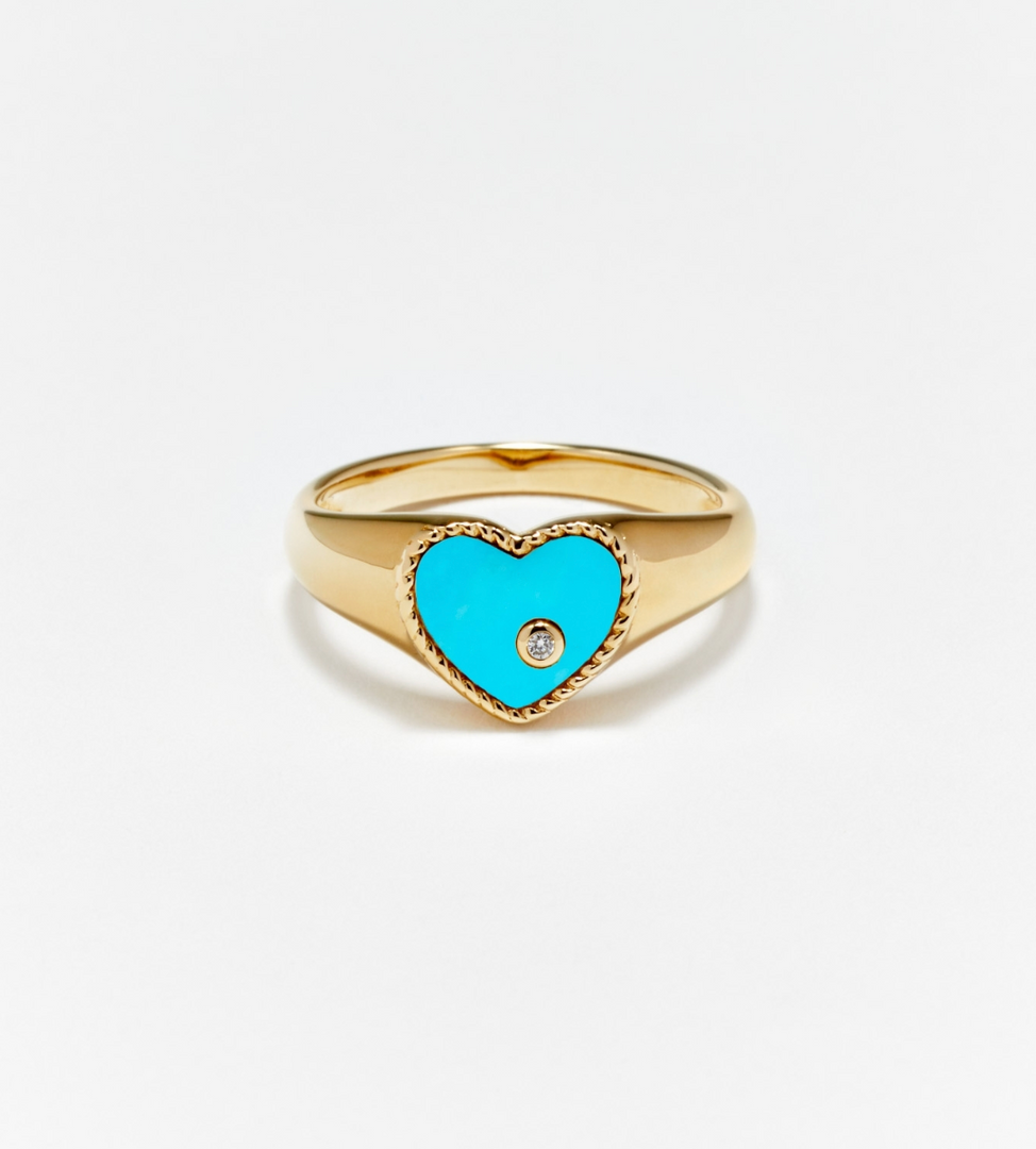 BABY CHEVALIERE COEUR TURQUOISE OR JAUNE - Millo Jewelry