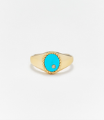 Load image into Gallery viewer, BABY CHEVALIERE OVALE TURQUOISE OR JAUNE - Millo Jewelry

