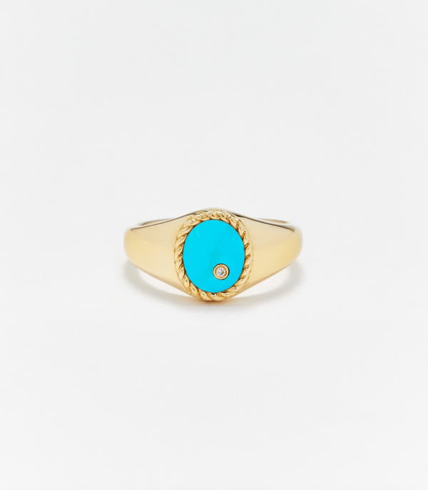BABY CHEVALIERE OVALE TURQUOISE OR JAUNE - Millo Jewelry