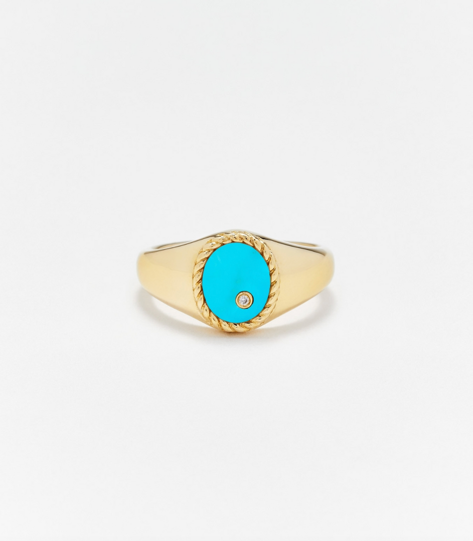 BABY CHEVALIERE OVALE TURQUOISE OR JAUNE - Millo Jewelry