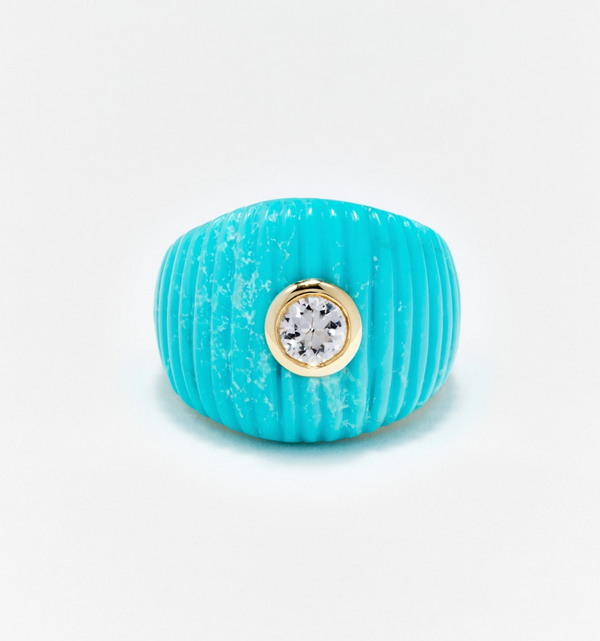 BAGUE MAXI BERLINGOT TURQUOISE OR JAUNE - Millo Jewelry