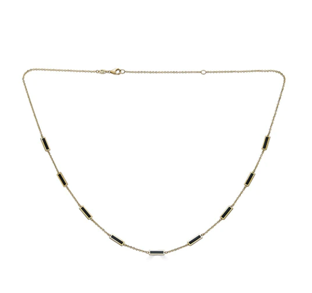 14k Enamel Bar Necklace - Millo Jewelry