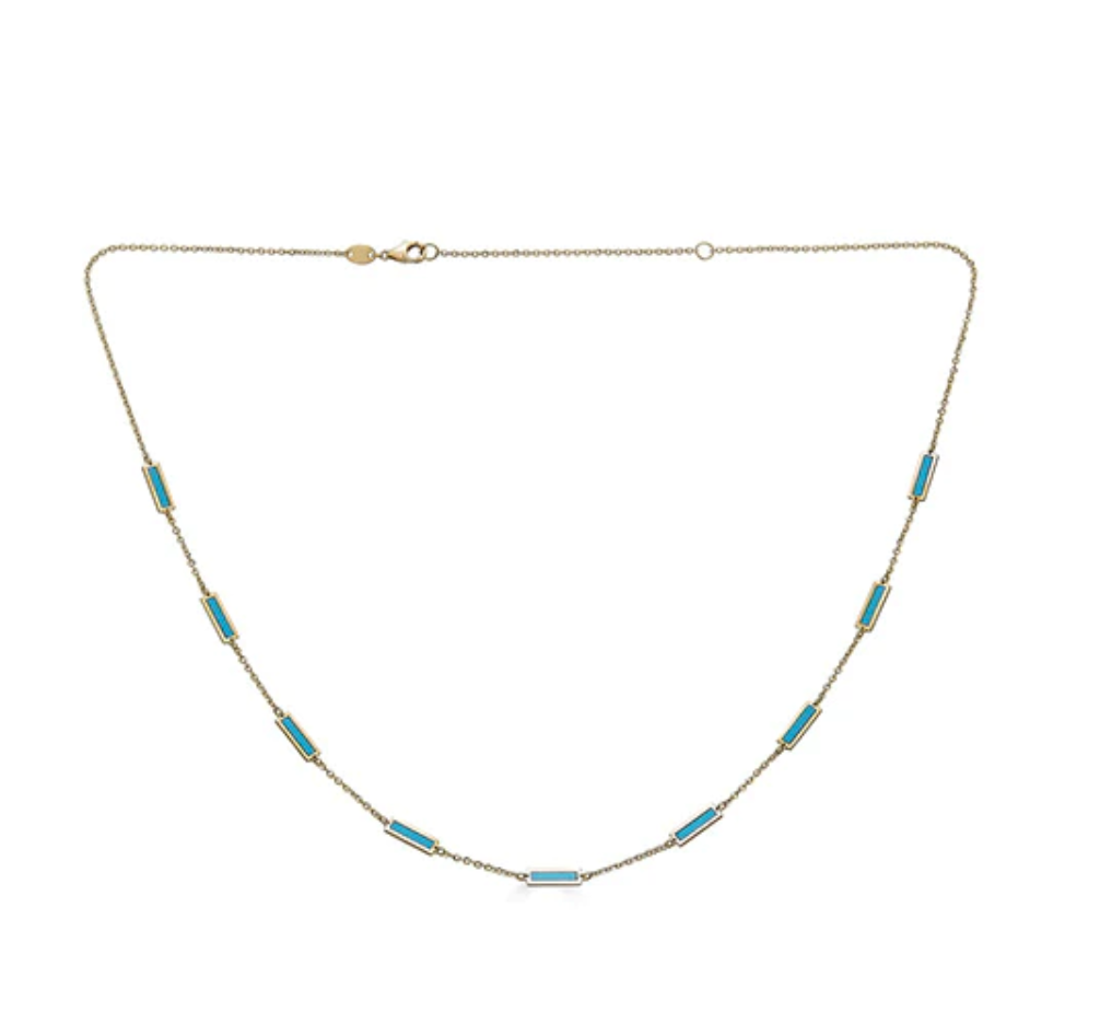 14k Enamel Bar Necklace - Millo Jewelry