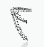 Load image into Gallery viewer, 6.5 mm Diamond Eternity with Two Chains Hoop Earring - Millo Jewelry
