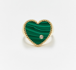 Load image into Gallery viewer, CHEVALIERE COEUR MALACHITE OR JAUNE - Millo Jewelry
