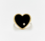 Load image into Gallery viewer, CHEVALIERE COEUR ONYX OR JAUNE - Millo Jewelry
