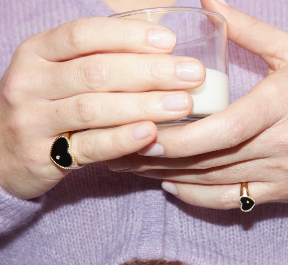 CHEVALIERE COEUR ONYX OR JAUNE - Millo Jewelry