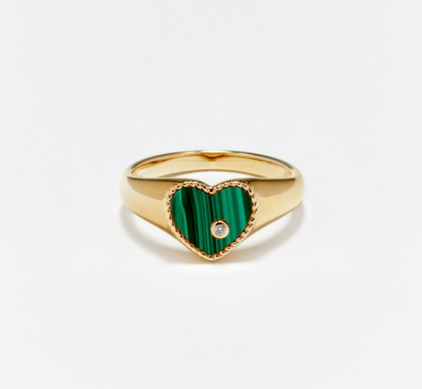 BABY CHEVALIERE COEUR MALACHITE OR JAUNE - Millo Jewelry