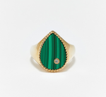 Load image into Gallery viewer, CHEVALIERE POIRE MALACHITE OR JAUNE - Millo Jewelry
