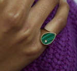 Load image into Gallery viewer, CHEVALIERE POIRE MALACHITE OR JAUNE - Millo Jewelry
