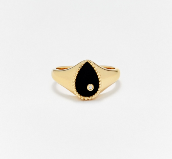 BABY CHEVALIERE POIRE ONYX OR JAUNE - Millo Jewelry