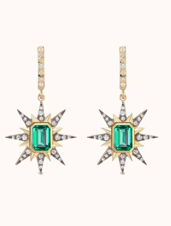 STARBURST EARRINGS EMERALD - Millo Jewelry