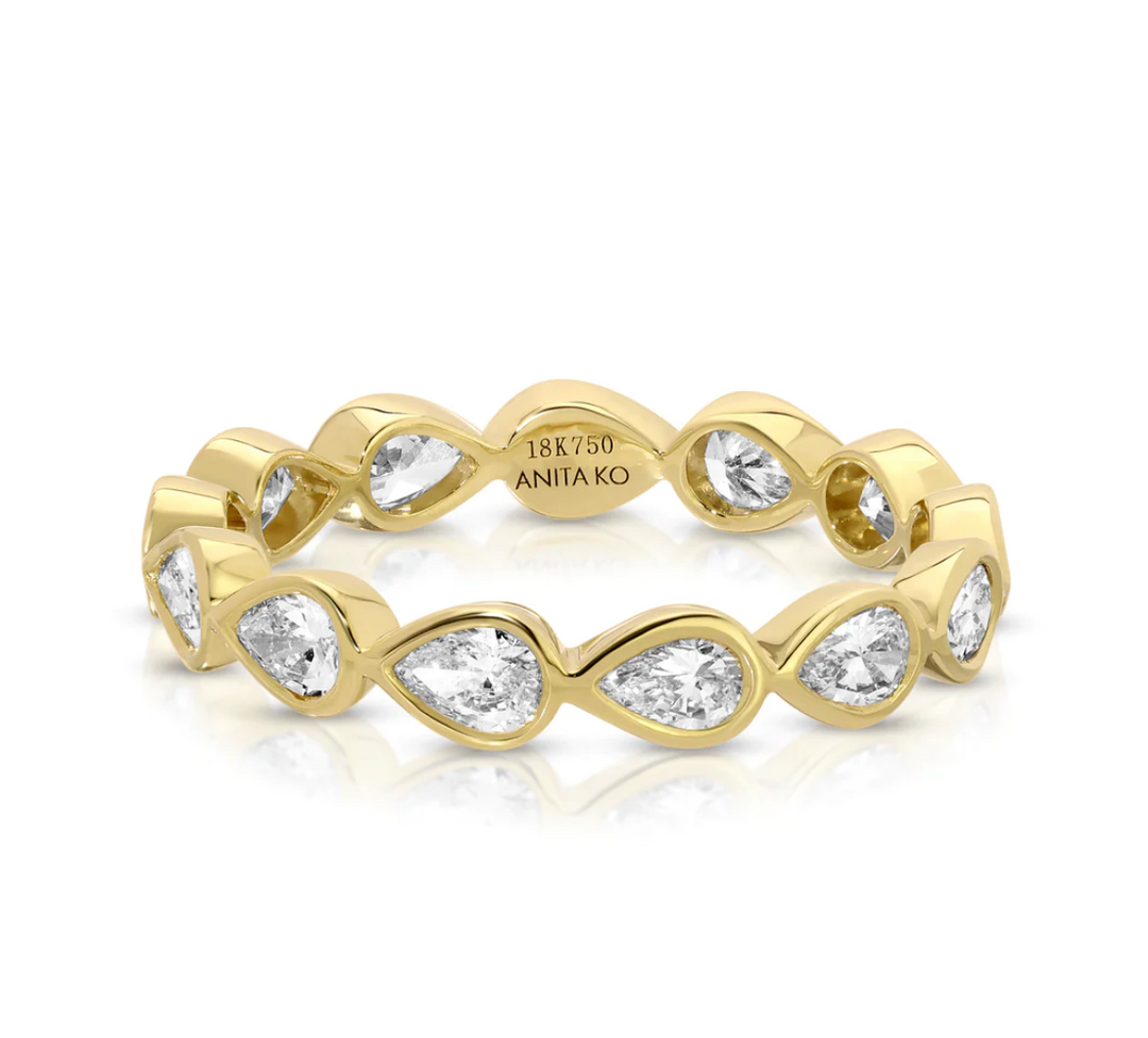 SIDEWAYS BEZELED PEAR DIAMOND RING - Millo Jewelry