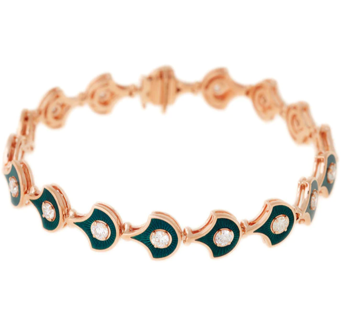 FISH FOR LOVE SCALES PETROL BRACELET DIAMONDS - Millo Jewelry
