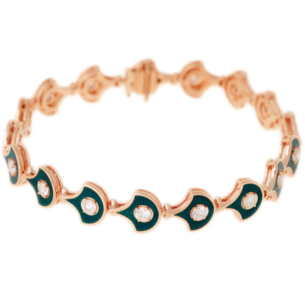 FISH FOR LOVE SCALES PETROL BRACELET DIAMONDS - Millo Jewelry
