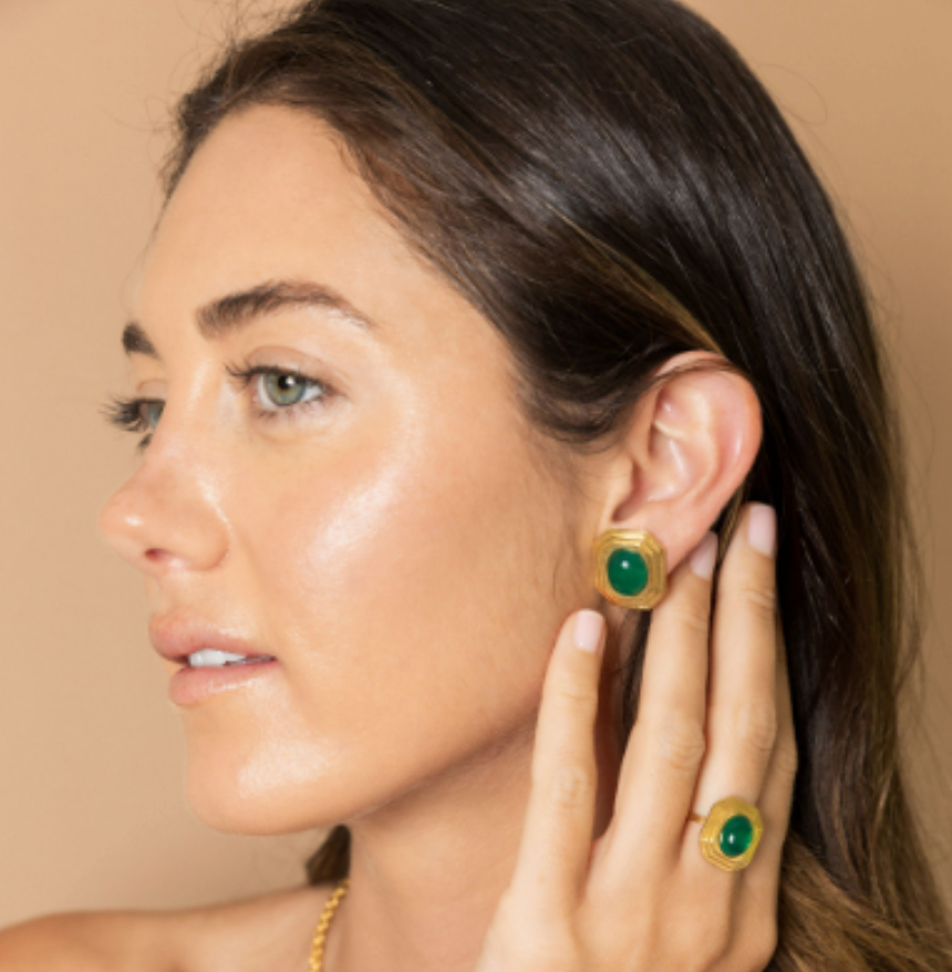Mara Earring, Green Onyx - Millo 
