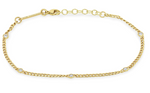 Load image into Gallery viewer, 14K EXTRA SMALL CURB CHAIN BRACELET WITH 5 FLOATING DIAMONDS - Millo 
