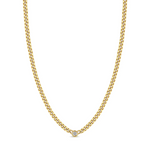 Load image into Gallery viewer, 14K SMALL CURB CHAIN NECKLACE WITH FLOATING DIAMOND - Millo 
