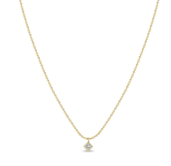 14K PRINCESS DIAMOND TUBE BAR CHAIN NECKLACE - Millo 