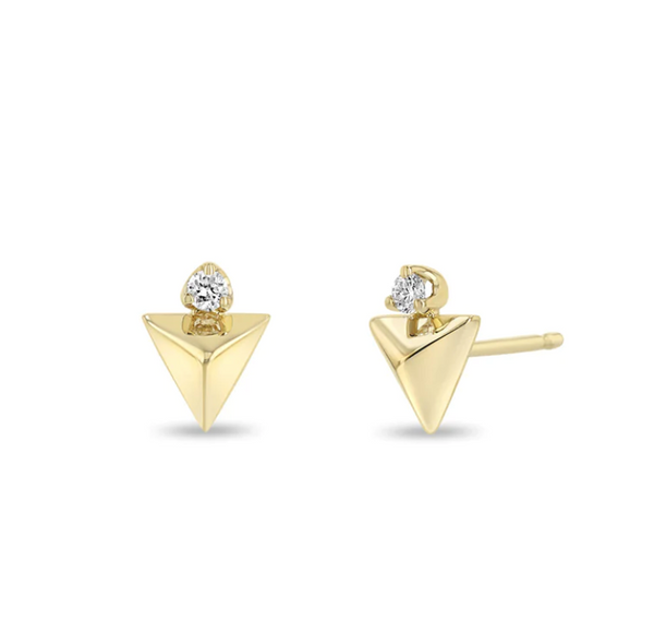 14K DIAMOND & TRIANGLE PYRAMID STUDS - Millo 