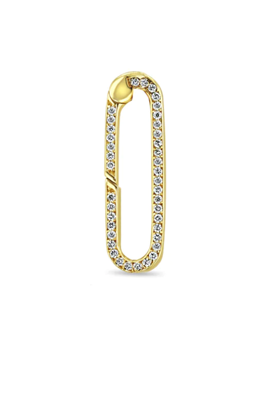 14K GOLD LARGE PAVÉ DIAMOND OVAL PUSH LOCK ENHANCER - Millo 