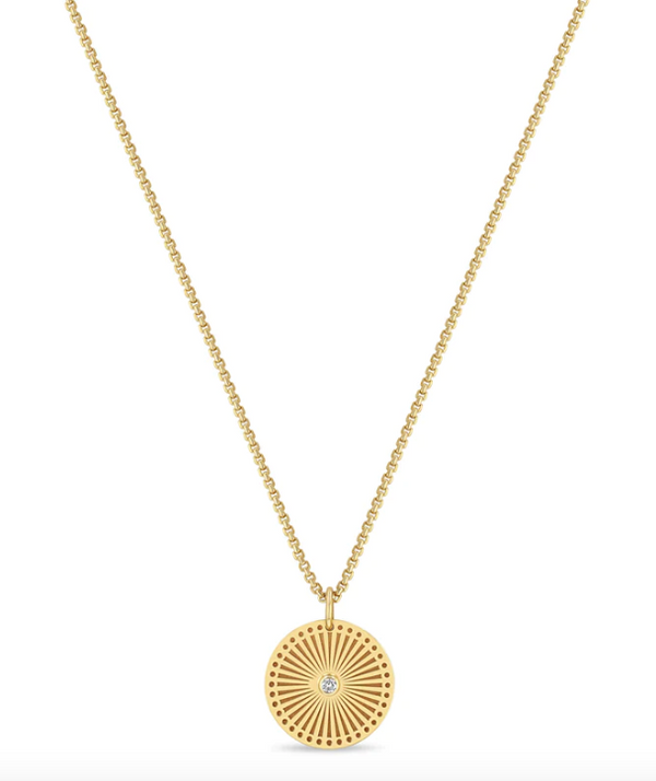 14K SMALL SUNBEAM MEDALLION BOX CHAIN NECKLACE - Millo 