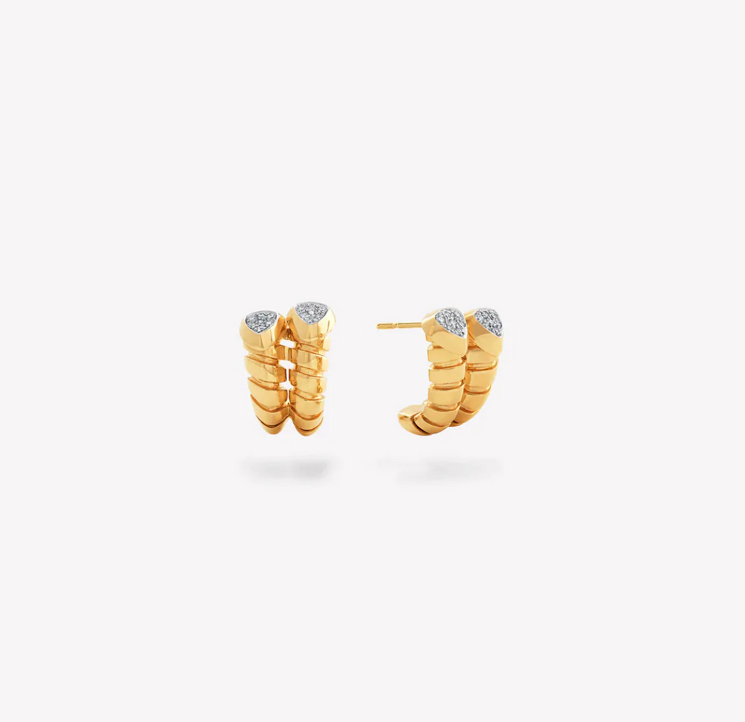 Trisolina Pavé Diamond Double Earrings - Millo Jewelry