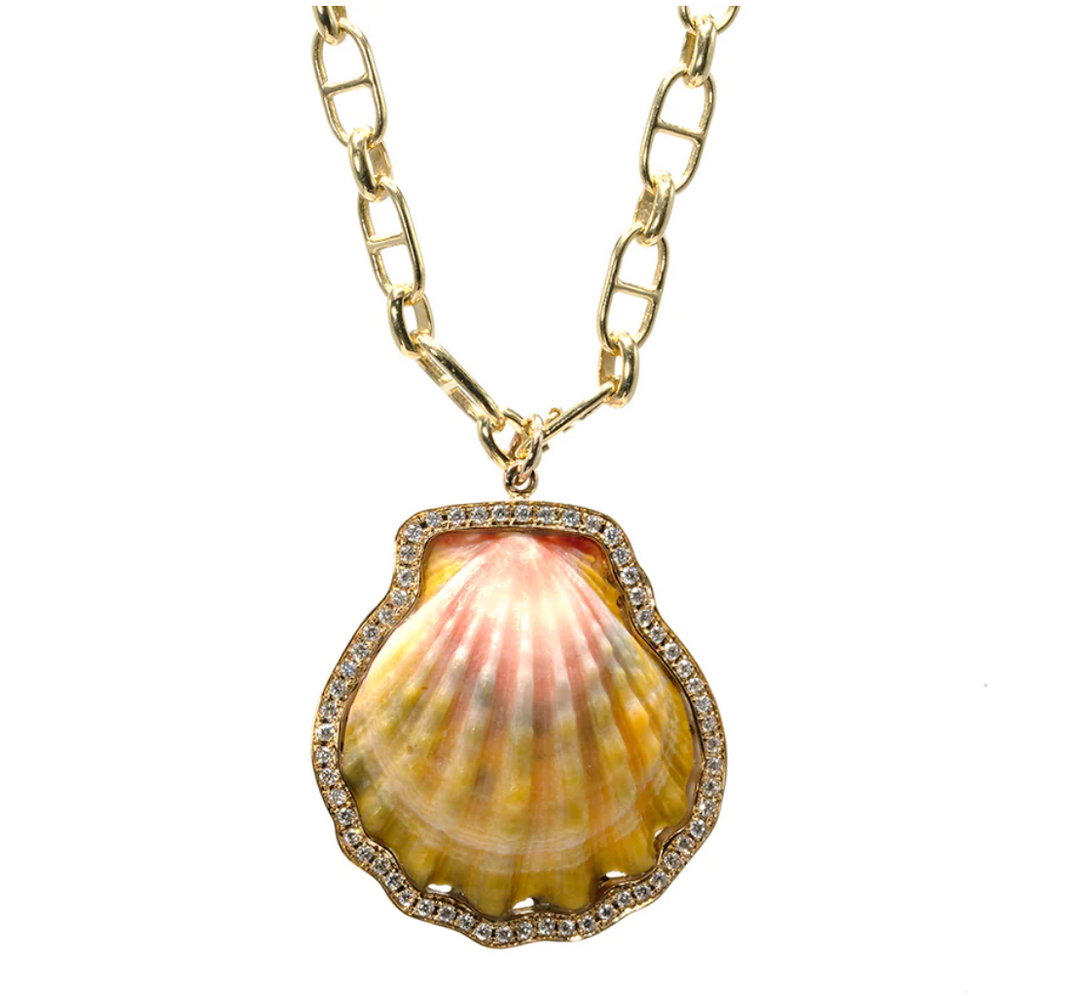 SHELL IN DIAMOND FRAME CHARM - Millo Jewelry