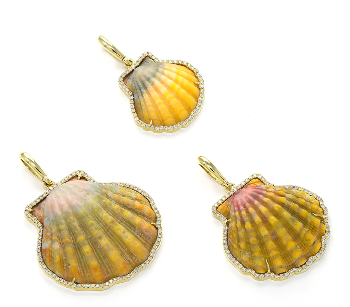 SHELL IN DIAMOND FRAME CHARM - Millo Jewelry