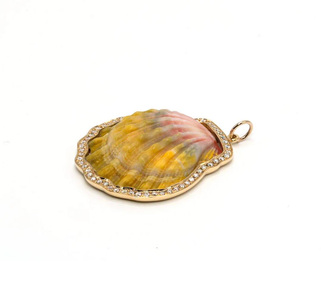 SHELL IN DIAMOND FRAME CHARM - Millo Jewelry