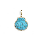 Load image into Gallery viewer, CARVED TURQUOISE SHELL IN DIAMOND FRAME CHARM - Millo Jewelry
