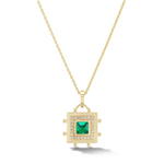 Load image into Gallery viewer, Square Evil Eye Amulet Necklace in Emerald - Millo Jewelry
