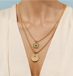 Load image into Gallery viewer, Square Evil Eye Amulet Necklace in Emerald - Millo Jewelry
