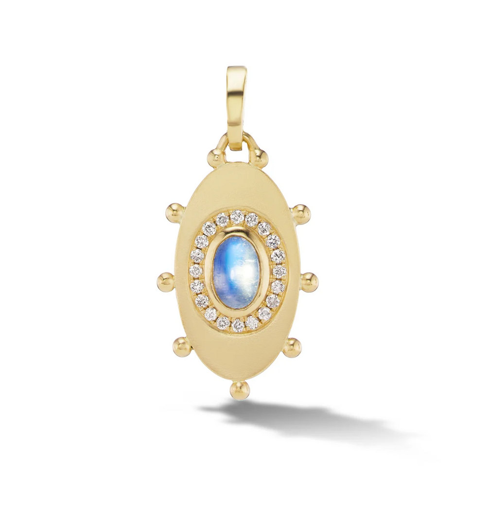 Oval Evil Eye Amulet Charm in Moonstone - Millo Jewelry