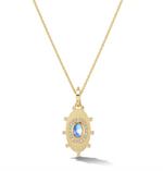 Load image into Gallery viewer, Oval Evil Eye Amulet Necklace in Moonstone - Millo Jewelry
