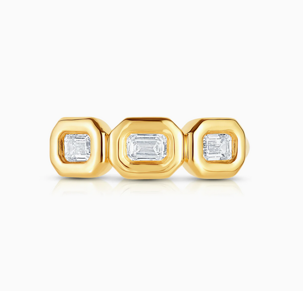 Puffy Trio Emerald Ring - Millo Jewelry