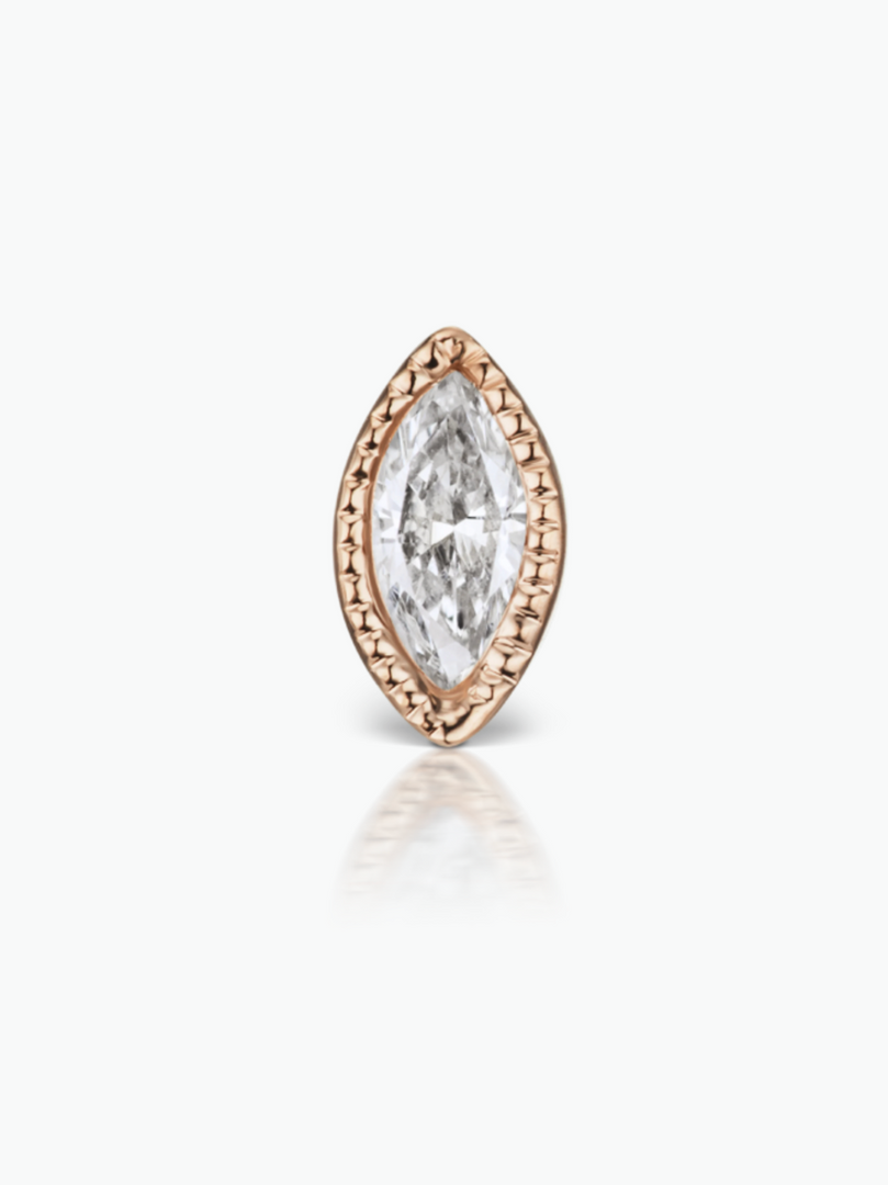 Scalloped Marquise Diamond Stud Earring - Millo 