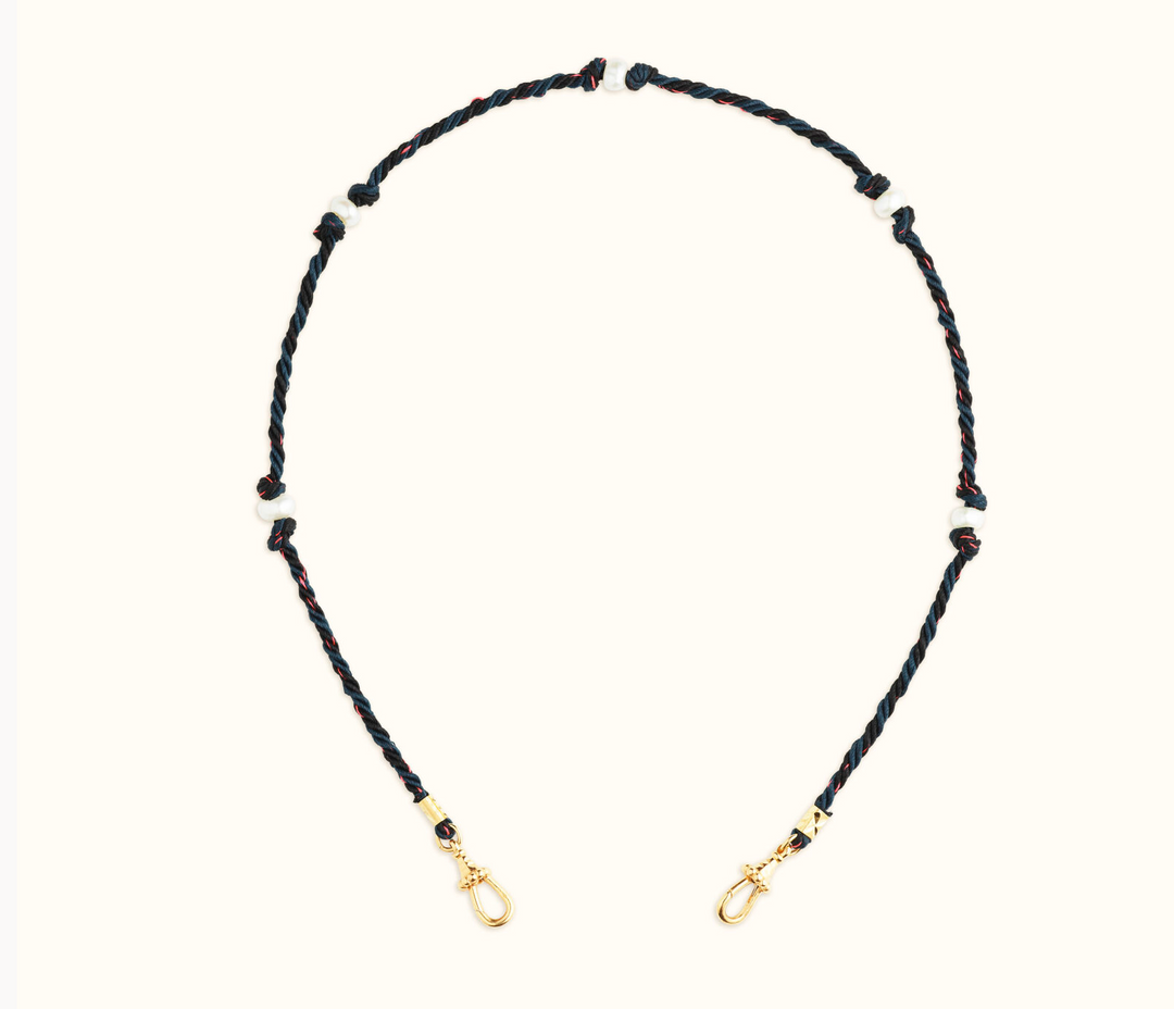 Silky Mauli Chain Pearl- Blue and Black 35cm - Millo 