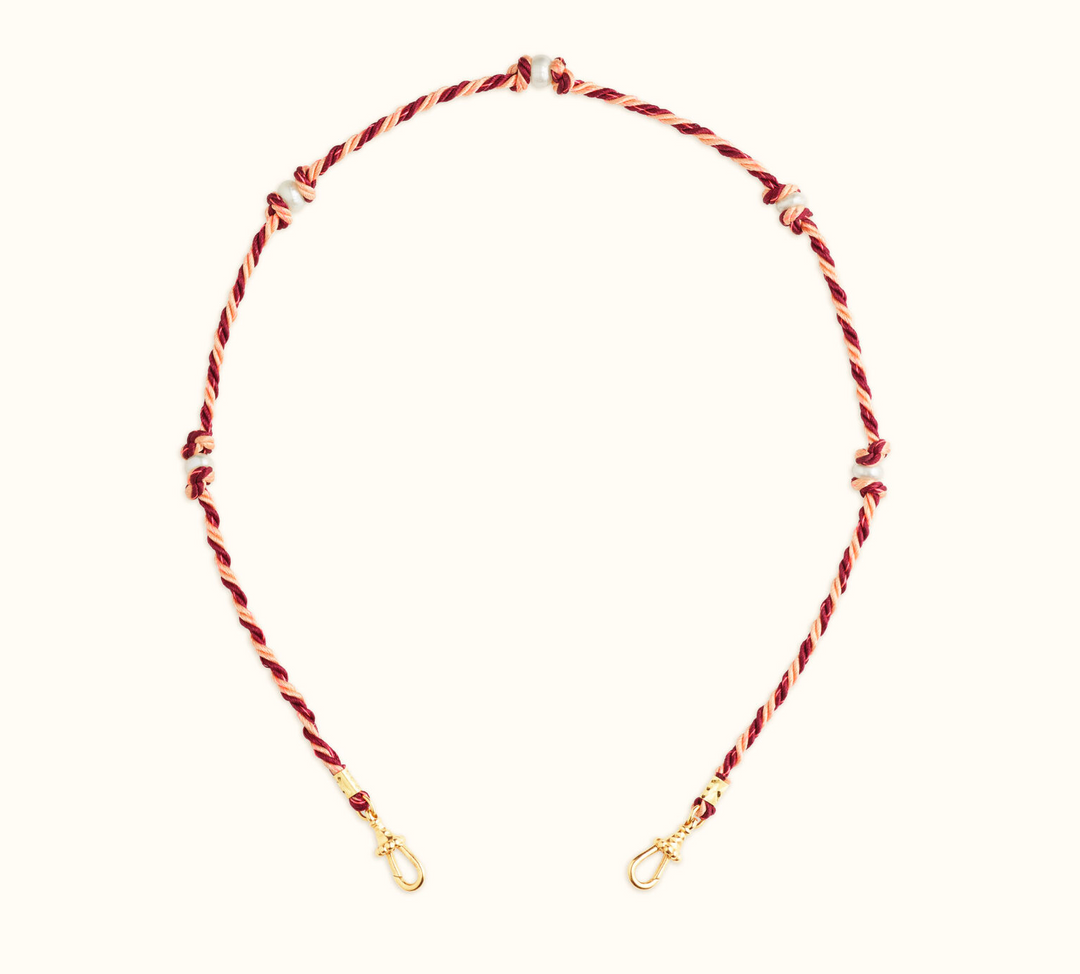 Silky Mauli Chain Pearl- Burgundy and Beige 35cm - Millo 