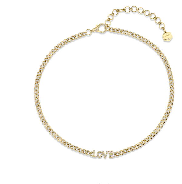 MINI ME DIAMOND PAVE "LOVE" BABY LINK NECKLACE - Millo 
