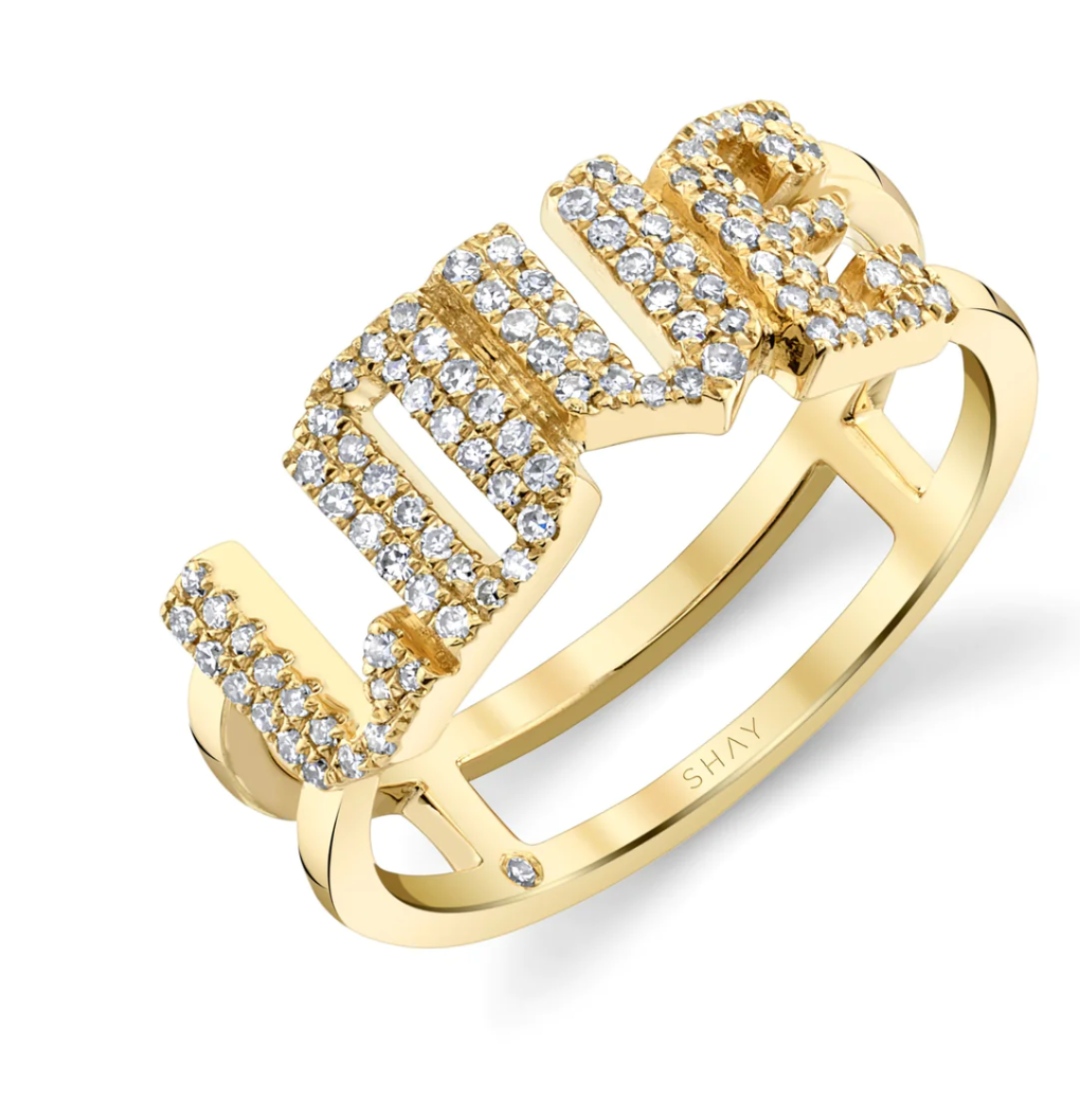 DIAMOND PAVE PERSONALIZED STACKED "LOVE" RING - Millo 