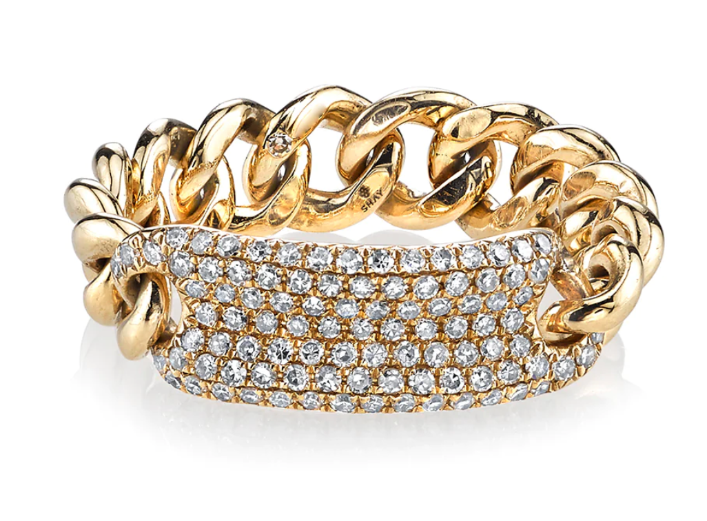 【関税込み】My Way Mini Semi-Pave Ring in Diamonds/Silver JAI Sterling Silver Pave Diamond Link Ring - QVC.com