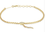 Load image into Gallery viewer, 14K GOLD PAVÉ DIAMOND SERPENT BOX CHAIN BRACELET - Millo 
