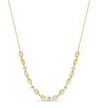 Load image into Gallery viewer, 14K 5 PRONG DIAMOND SMALL PUFFED MARINER STATION NECKLACE - Millo 
