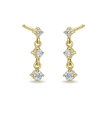Load image into Gallery viewer, 14K 3 LINKED GRADUATED PRONG DIAMOND DROP EARRINGS - Millo 
