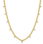 Load image into Gallery viewer, 14K 11 GRADUATED PRONG DIAMOND SMALL CURB CHAIN NECKLACE - Millo 
